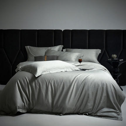 91家纺网 家纺一手货源 找家纺 榻尚家居 2025新款长绒棉贡缎提花手工立体埋绳工艺四件套礼盒包装 奢华魅力-水绿