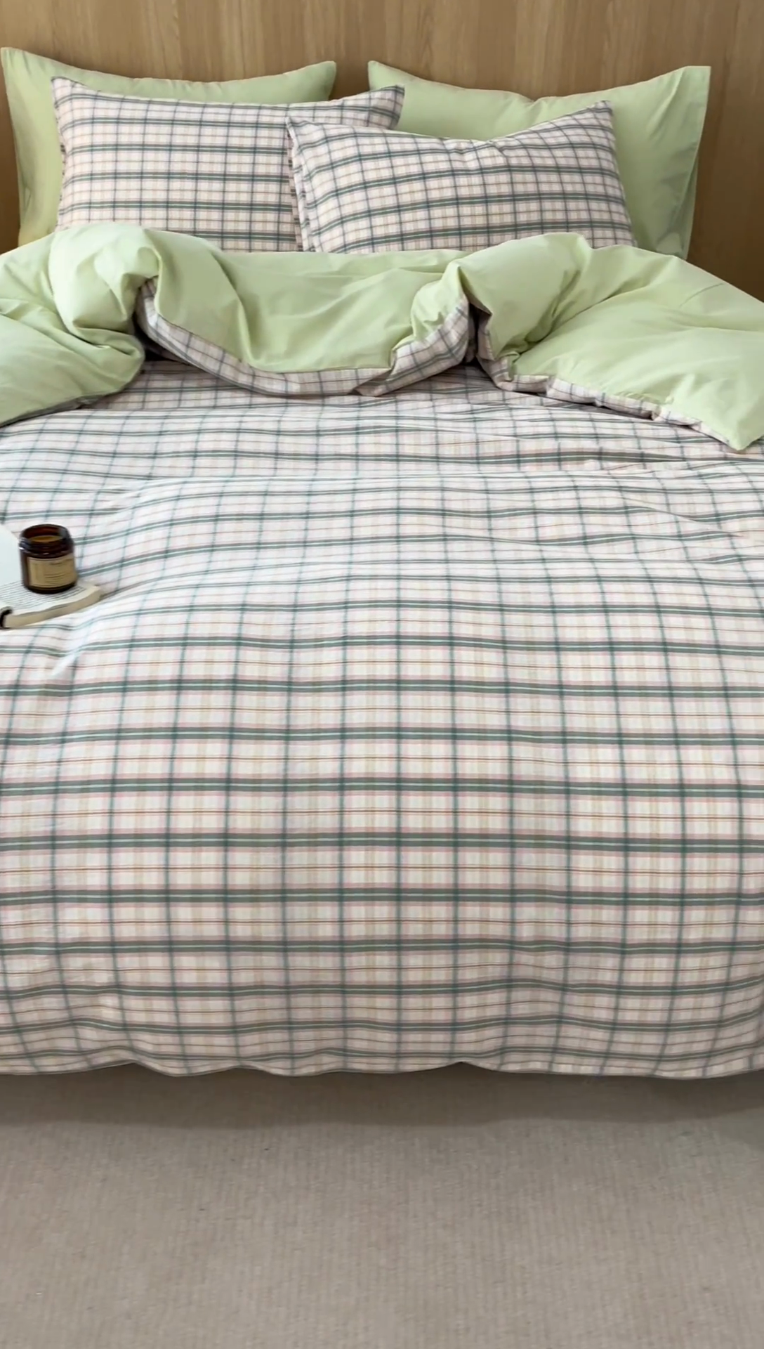 91家纺网 家纺一手货源 找家纺 趣色家纺 2025新款全棉色织水洗棉四件套 棉芷绿