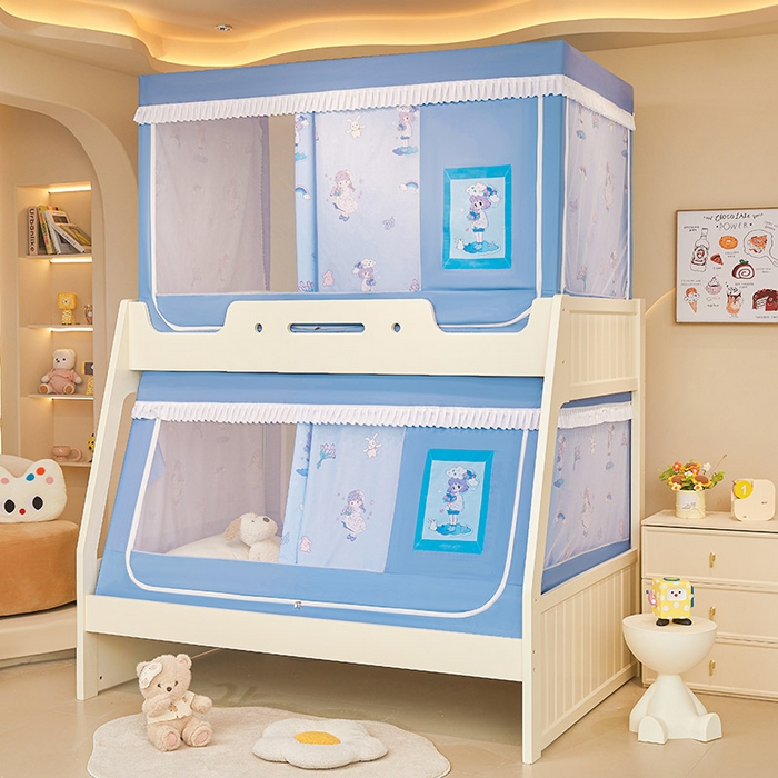 91家纺网 家纺一手货源 找家纺 迪凡保罗2025新款2504专版印花遮光帘上下铺子母蚊帐-常规款 梦幻少女