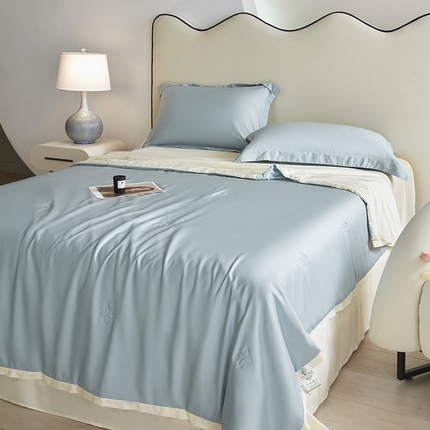 91家纺网 家纺一手货源 找家纺 天瑜家纺 2025新款纯色天丝夏被 伊兰+米黄