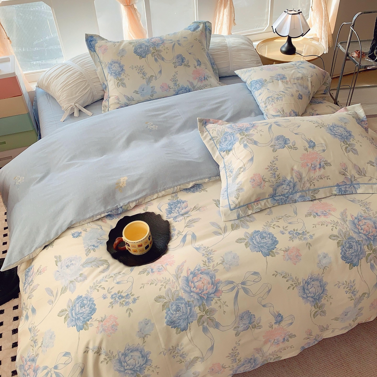 91家纺网 家纺一手货源 找家纺 奈萝家纺 2025新款亲肤小清新全棉四件套 兰花芷