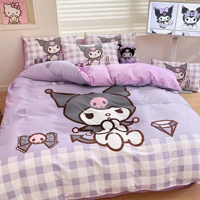 91家纺网 家纺一手货源 找家纺 金爱家 2025新款纯棉数码印花大阪三丽鸥四件套 洛米钻石