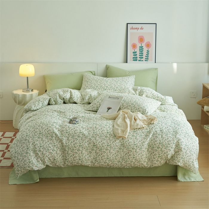 91家纺网 家纺一手货源 找家纺 趣色家纺 2025新款A类全棉双层纱印花四件套 桑柔