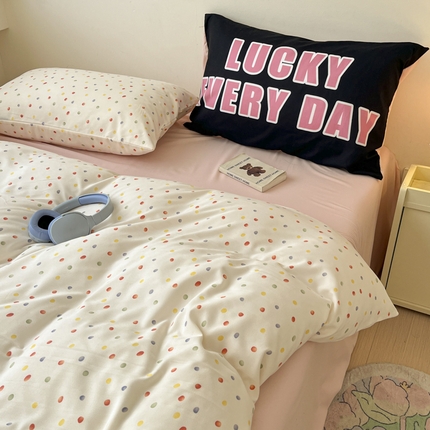 好亿来家纺 2025新款水洗云朵棉大版枕套四件套单品系列-单被套 彩色波点