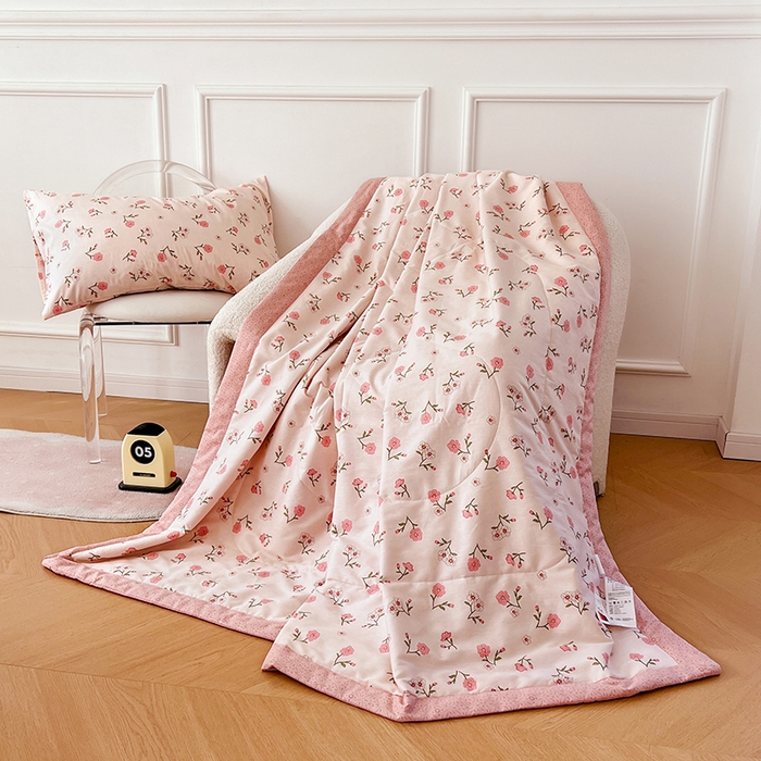 91家纺网 家纺一手货源 找家纺 尊妙被业 2025新款里外全棉印花棉花被纯棉夏被夏凉被全棉棉花夏凉被春意悠悠-粉