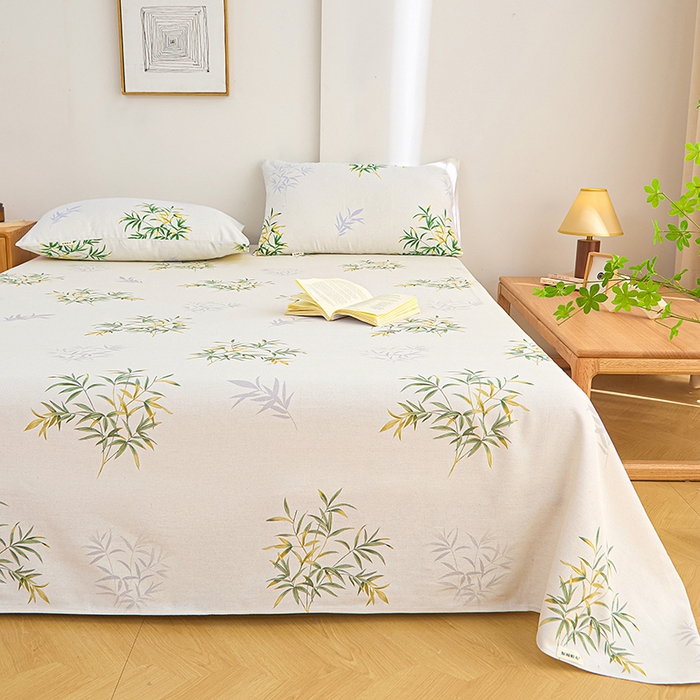 91家纺网 家纺一手货源 找家纺 首爱家纺 2025新款印花原棉标老粗布床单老粗布凉席软凉席花漾