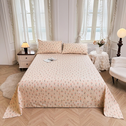 大元 2025新款舒适透气全棉老粗布床单床笠郁金香