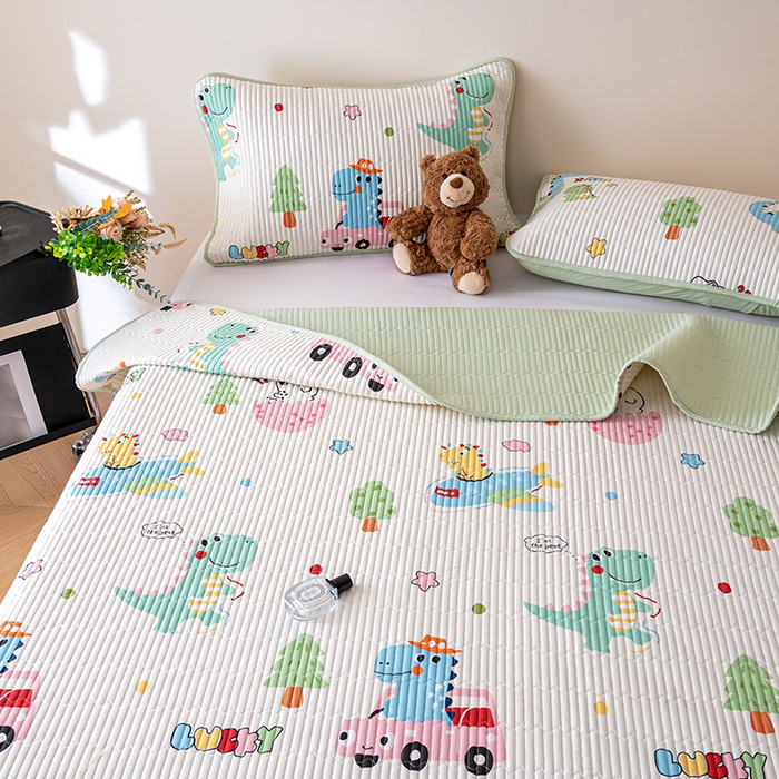 91家纺网 家纺一手货源 找家纺 （总）X猫先生 2025新款全棉床盖小清新夹棉水洗炕盖床盖套件-跑量款