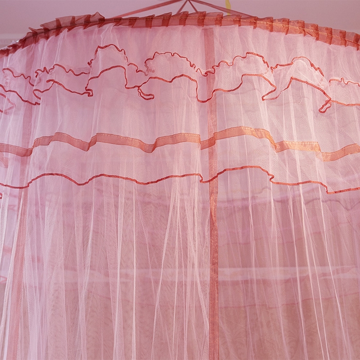 91家纺网 家纺一手货源 找家纺 宝莱利 2025年新款圆顶吊顶蚊帐-公主梦圆顶 粉色