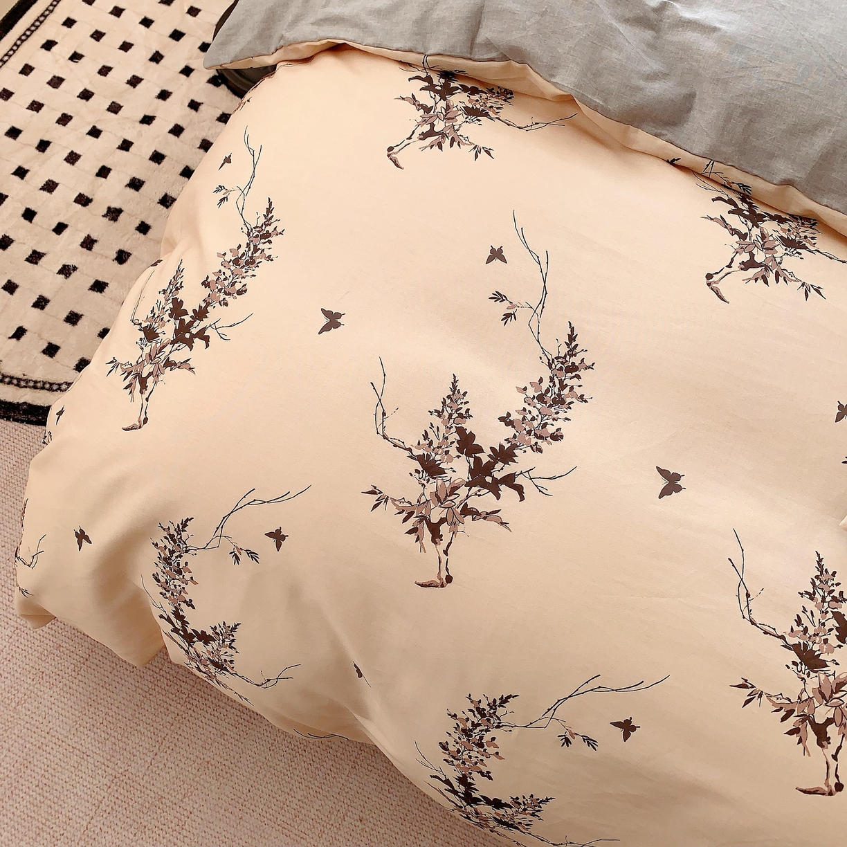 91家纺网 家纺一手货源 找家纺 奈萝家纺 2025新款亲肤小清新全棉四件套 灵蝶