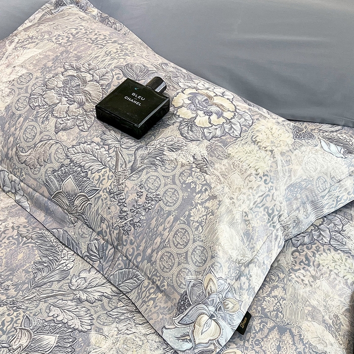 91家纺网 家纺一手货源 找家纺 梧桐树 2025新款100%全棉60S长绒棉套件 S26魅影-蓝