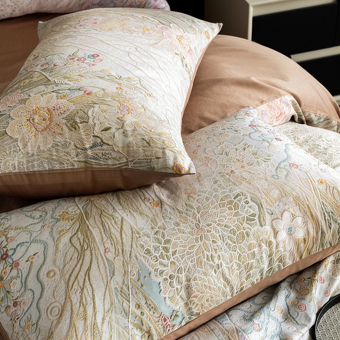 91家纺网 家纺一手货源 找家纺 立奥被业 2025新款60S数码印花四件套四件套 秘境咖