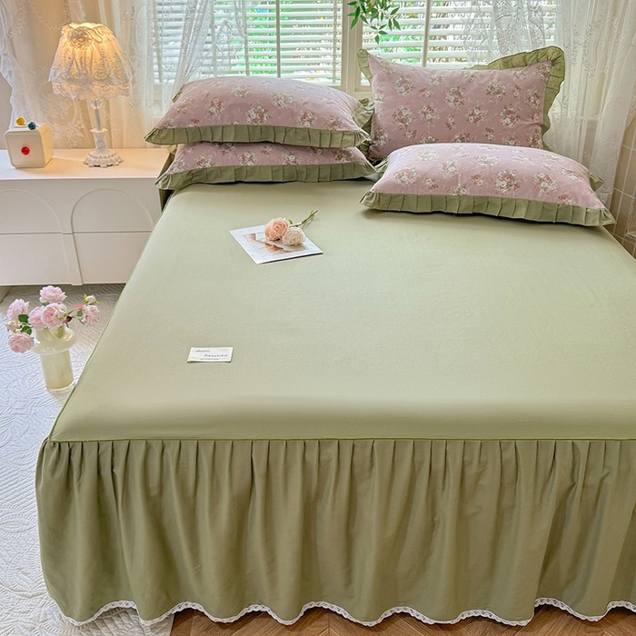 91家纺网 家纺一手货源 找家纺 （总）美达家纺 2025新款全棉纯色单床裙