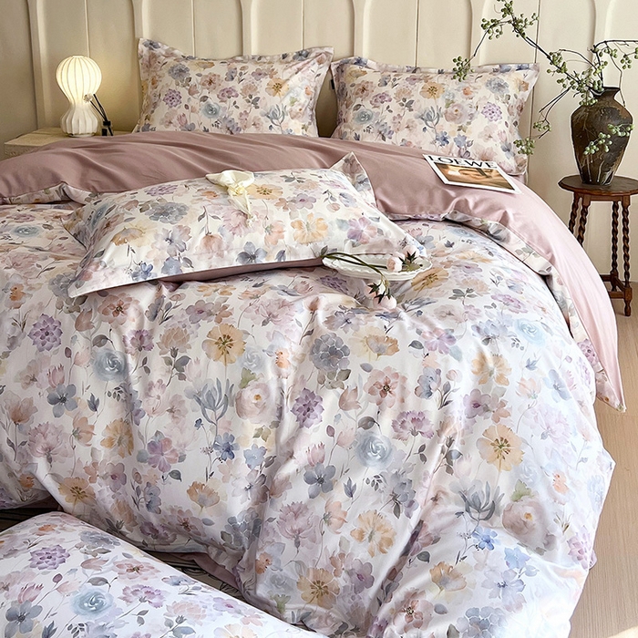 91家纺网 家纺一手货源 找家纺 梧桐树 2025新款100%全棉60S长绒棉套件 S32珍珠少女-米