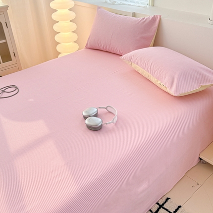 91家纺网 家纺一手货源 找家纺 眠博士2025新款全棉老粗布床单 老粗布床单-细条橘