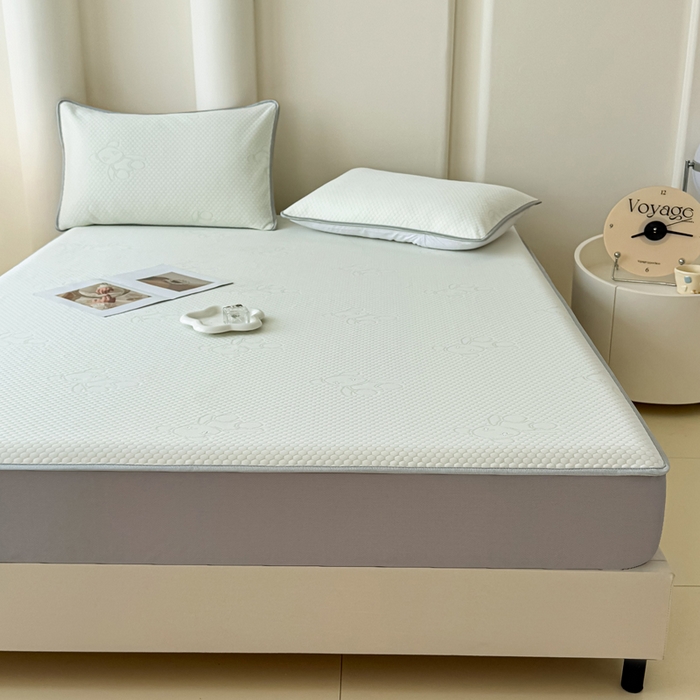 91家纺网 家纺一手货源 找家纺 小萌虎 2025新款冰豆豆凉席 床笠款 果绿