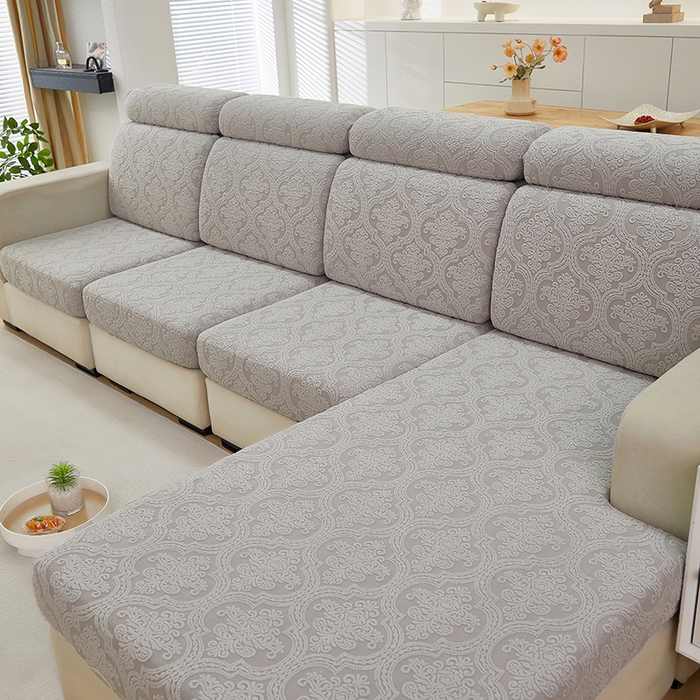 91家纺网 家纺一手货源 找家纺 逐日沙发套 2025提花沙发笠-欧艺 浅灰