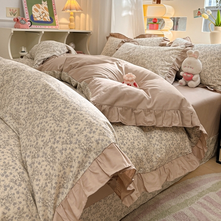 91家纺网 家纺一手货源 找家纺 （总）美洲琳 2025新款40支13372全棉韩版公主风花边四件套