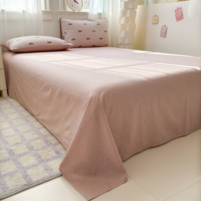 91家纺网 家纺一手货源 找家纺 清雅福 2025全棉13372小清新四件套和单被套早春系列第二批--单被套 喵小喵·咖