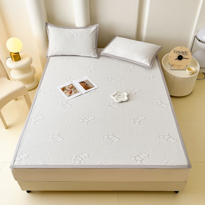 91家纺网 家纺一手货源 找家纺 小萌虎 2025新款冰豆豆凉席 凉席款 咖色