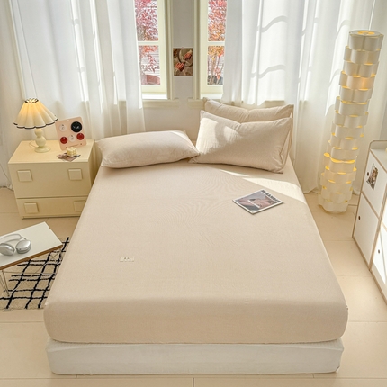 眠博士2025新款 全棉双层纱 单床笠 双层纱床笠-浅咖细条