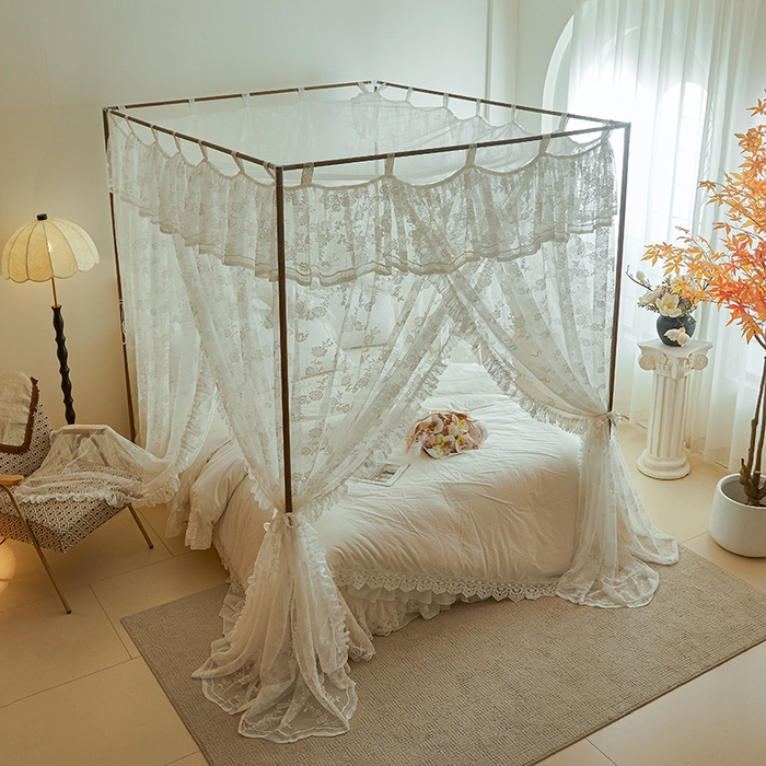 91家纺网 家纺一手货源 找家纺 （总）都市缘蚊帐 2025新款A902穿杆落地宫廷蚊帐烤漆支架款