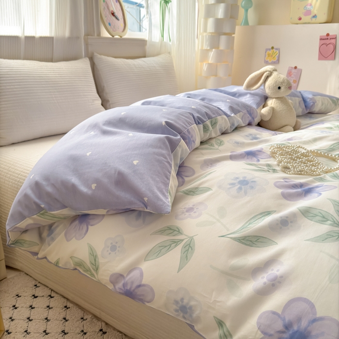 91家纺网 家纺一手货源 找家纺 清雅福 2025全棉13372小清新四件套和单被套早春系列第二批--单被套 玺园