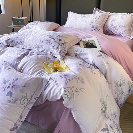 91家纺网 家纺一手货源 找家纺 帛美家纺 2025新款天丝棉提花四件套 花雅