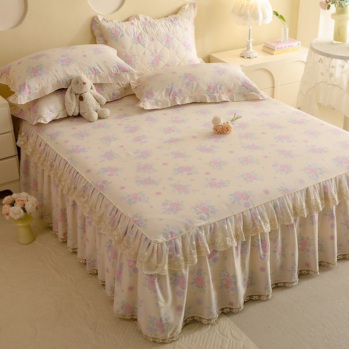 91家纺网 家纺一手货源 找家纺 美达家纺 2025新款全棉印花单床裙 幽香私语黄