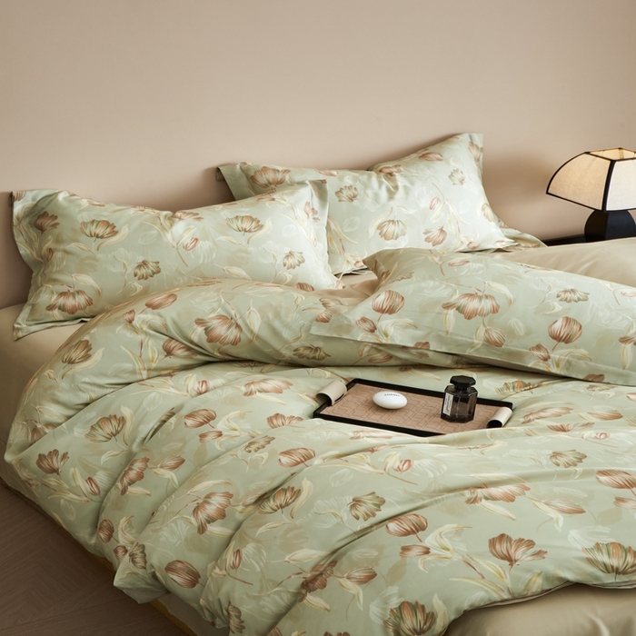 91家纺网 家纺一手货源 找家纺 顾家家居 2025新款莱塞尔数码印花四件套 媞雅