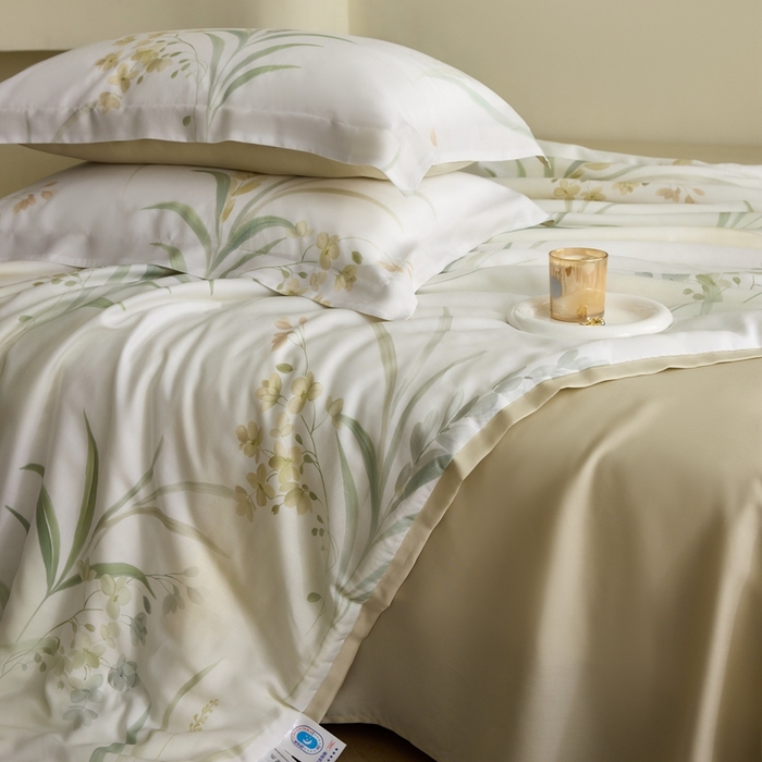 91家纺网 家纺一手货源 找家纺 黛舒家居 2025新款天丝印花夏被四件套 寻春色