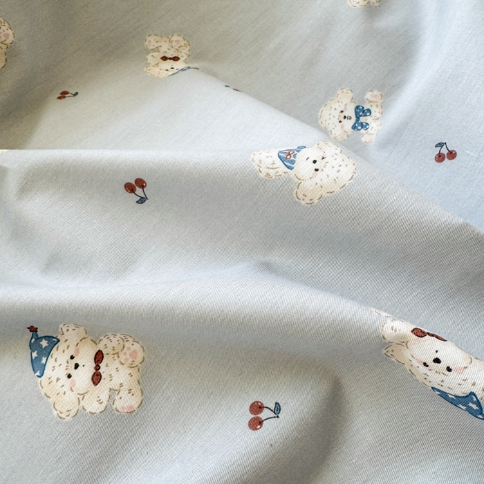 91家纺网 家纺一手货源 找家纺 清雅福 2025全棉13372小清新四件套和单被套早春系列第二批--四件套 小狗宝莉·蓝