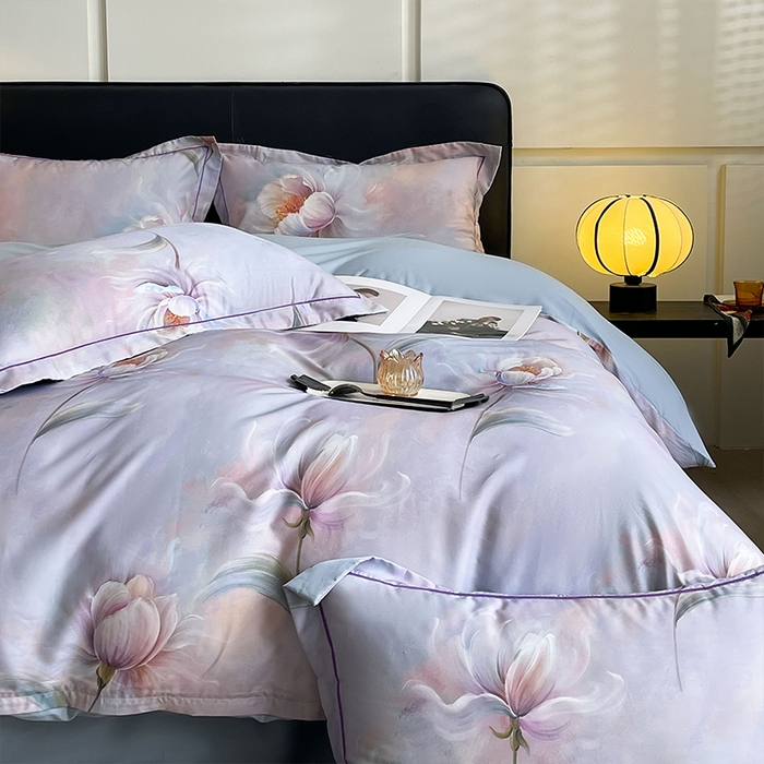 91家纺网 家纺一手货源 找家纺 帛美家纺 2025新款40S莱赛尔天丝棉数码印花四件套 幻彩锦