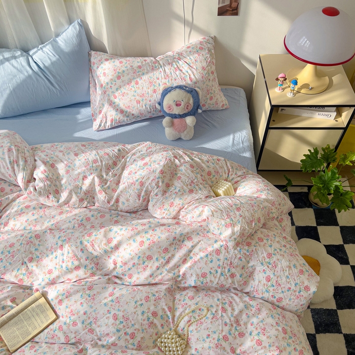 91家纺网 家纺一手货源 找家纺 仟人梦 2025新款水洗棉印花四件套 蔷薇岛屿