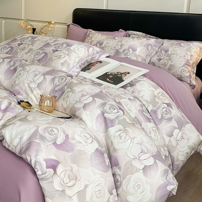 91家纺网 家纺一手货源 找家纺 帛美家纺 2025新款40S莱赛尔天丝棉数码印花四件套 白月空窗-