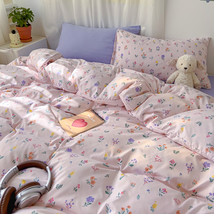 91家纺网 家纺一手货源 找家纺 仟人梦 2025新款水洗棉印花四件套 香奈花语