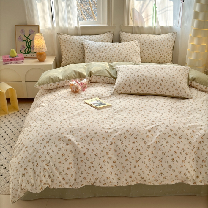 91家纺网 家纺一手货源 找家纺 清雅福 2025全棉13372小清新四件套和单被套早春系列第二批--单枕套 秋雨花恋