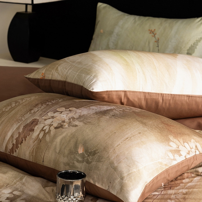 91家纺网 家纺一手货源 找家纺 立奥被业 2025新款60S数码印花四件套四件套 漠然咖