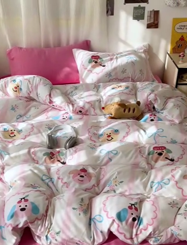 91家纺网 家纺一手货源 找家纺 仟人梦 2025新款水洗棉印花四件套 卡其诺