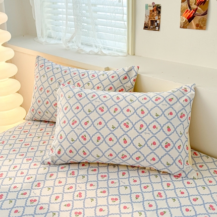 眠博士2025新款全棉老粗布枕套 老粗布枕套-红玫瑰