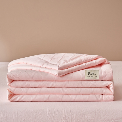 91家纺网 家纺一手货源 找家纺 一加一家纺2025新款双层泡泡纱菱形提花大豆夏被被子被芯 菱形提花-粉