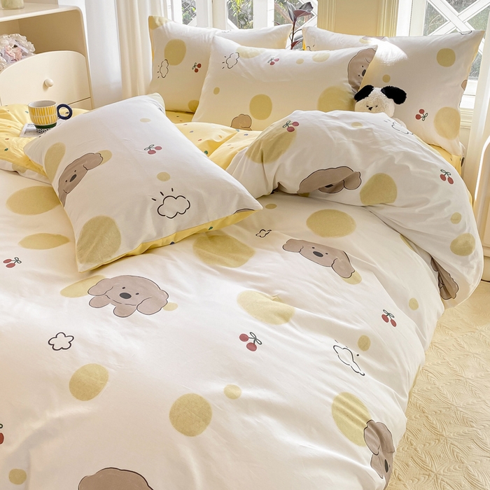 91家纺网 家纺一手货源 找家纺 帅露家纺 2025开春新品全棉喷气13070小清新印花纯棉全棉四件套 海盐幻想