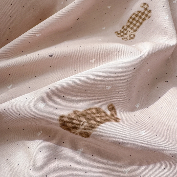 91家纺网 家纺一手货源 找家纺 清雅福 2025全棉13372小清新四件套和单被套早春系列第二批--单被套 喵小喵·咖