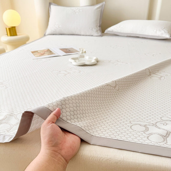 91家纺网 家纺一手货源 找家纺 小萌虎 2025新款冰豆豆凉席 凉席款 咖色