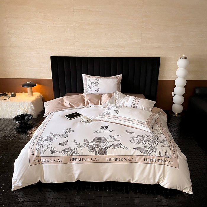 91家纺网 家纺一手货源 找家纺 （总）赫帛 2025新款赫本猫联名系列四件套-鸟语花香