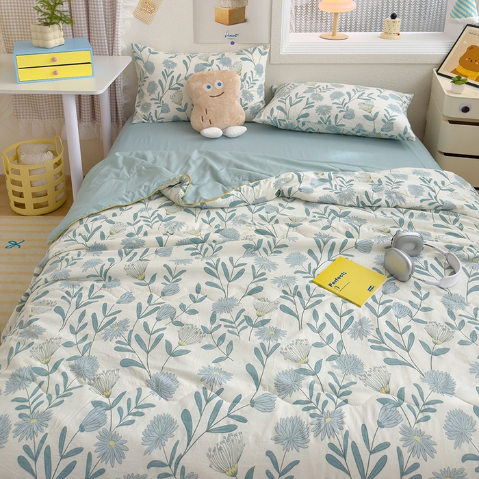 91家纺网 家纺一手货源 找家纺 老帅2025A类水洗双层纱夏被夏凉被空调被被芯直播爆款（有买家秀）绿风铃