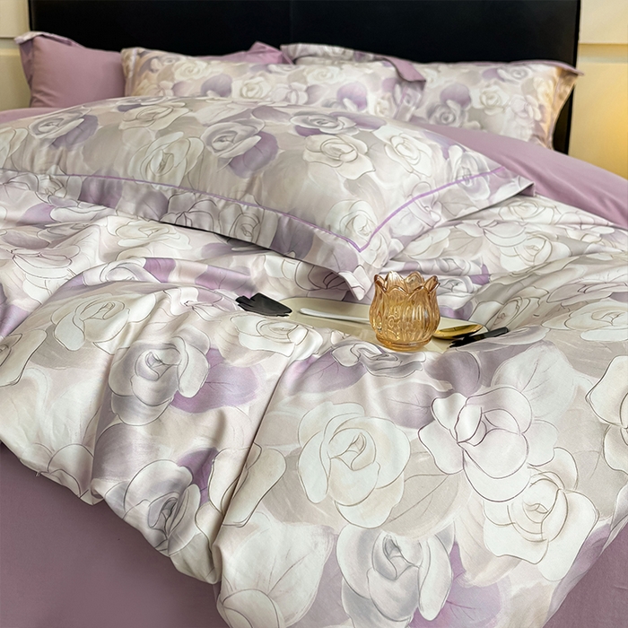 91家纺网 家纺一手货源 找家纺 帛美家纺 2025新款40S莱赛尔天丝棉数码印花四件套 白月空窗-