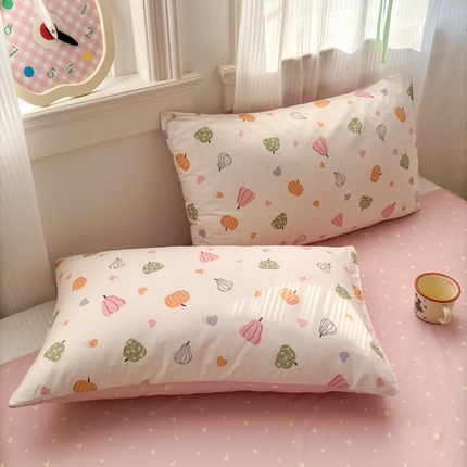 清雅福 2025全棉13372小清新四件套和单被套早春系列第二批--单枕套 南瓜佳人