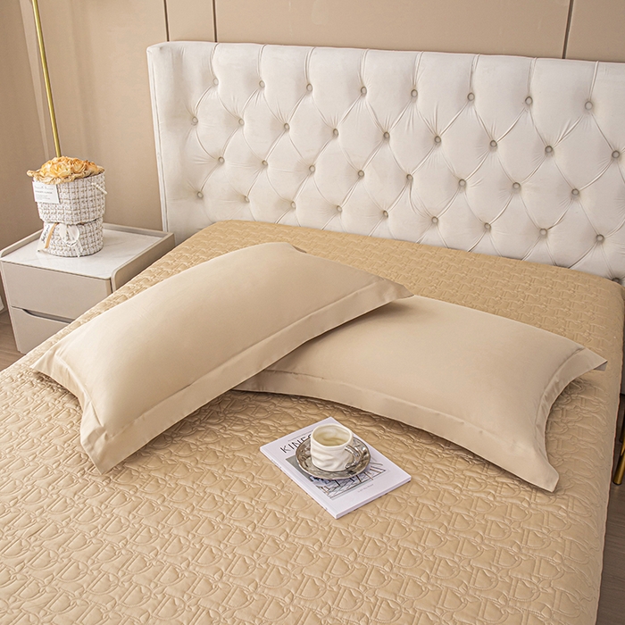 91家纺网 家纺一手货源 找家纺 金喜2025新款100支全棉枕套宽边工艺100S长绒棉枕头套-莫兰迪色系 迷雾金