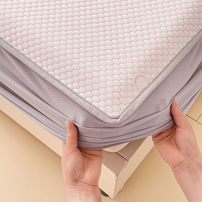 91家纺网 家纺一手货源 找家纺 小萌虎 2025新款冰豆豆凉席 床笠款 粉玉